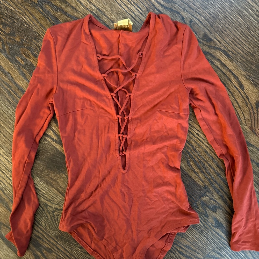 H&M Rust Red Long Sleeve Bodysuit